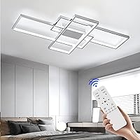 LED Ceiling Light Fixtures, 35.4in Dimmable Modern LED Ceiling Light with Remote Control, 68W Flush Mount Ceiling Lamp for Living Room Dining Room Bedroom Kitchen Office Lighting Fixture