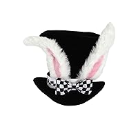 Alice in Wonderland White Rabbit Topper Black Costume Top Hat with Ears for Kids