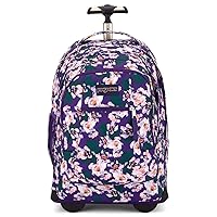 JanSport Driver 8 Rolling Backpack and Computer Bag, Purple Petals - Durable Laptop Backpack with Wheels, Tuckaway Straps, 15-inch Laptop Sleeve - Premium Bag Rucksack