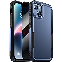 Diaclara Designed for iPhone 14 Case, [with Privacy Screen Protector] [Anti Spy] [Military Grade Drop Protection] Heavy Duty Full-Body Shockproof Phone Case, Dark Blue