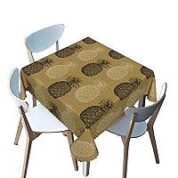 fruit pattern Tablecloth Square,Pineapple theme,Waterproof/Spill Proof/Stain Resistant/Wrinkle Free/Oil Proof Table Cover,for Birthday Cake Table Holiday Banquet Decoration（brown，40 x 40 Inch）