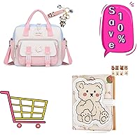 Kawaii Backpack for Girls Tote Bag and Kawaii Bear Wallet Cute School Bags Middle Elementary Bookbags