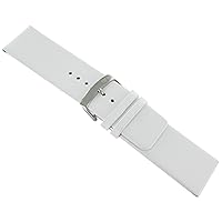 24mm Genuine Leather Flat Unstitched Square Tip White Watch Band Strap