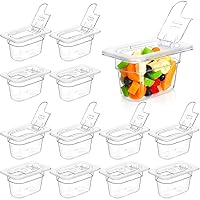 12 Pack 1/9 Size 4'' Deep Polycarbonate Food Pan with Lid Clear Stackable Plastic Pan Restaurant Food Storage Containers with Hinged Lids for Hotel Supplies