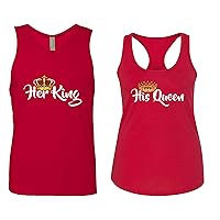 King and Queen Matching Couple Tank Tops - Her King His Queen Matching Shirts - King and Queen Shirts