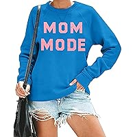 MNLYBABY Mom Mode Casual Sweatshirts for Women Letter Print Long Sleeve Lightweight Pullover Tops