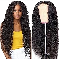 18 Inch 5x5 Lace Front Wigs Human Hair Pre Plucked 150% Density Water Wave Glueless Lace Frontal Wigs Human Hair for Women 5x5 Brazilian Virgin HD Lace Closure Human Hair Wigs with Baby Hair