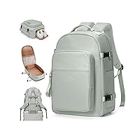 Travel Backpack For Women Men Carry On Backpack For Traveling On Airplane Travel Essentials Hiking Waterproof Laptop Backpack With Shoe Compartment Gym Work College Backpack For Travel Bag Grey Green