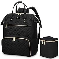 LOVEVOOK Breast Pump Backpack with Cooler Bag, Quilted Breast Pump Bags Fits Spectra S1, S2 Medela, Travel Double Layer Pumping Bag for Working Moms with 15.6