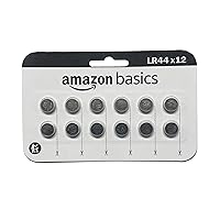 Amazon Basics 12-Pack LR44 Alkaline Button Cell Battery, 1.5 Volt, Long Lasting Power, Mercury-Free