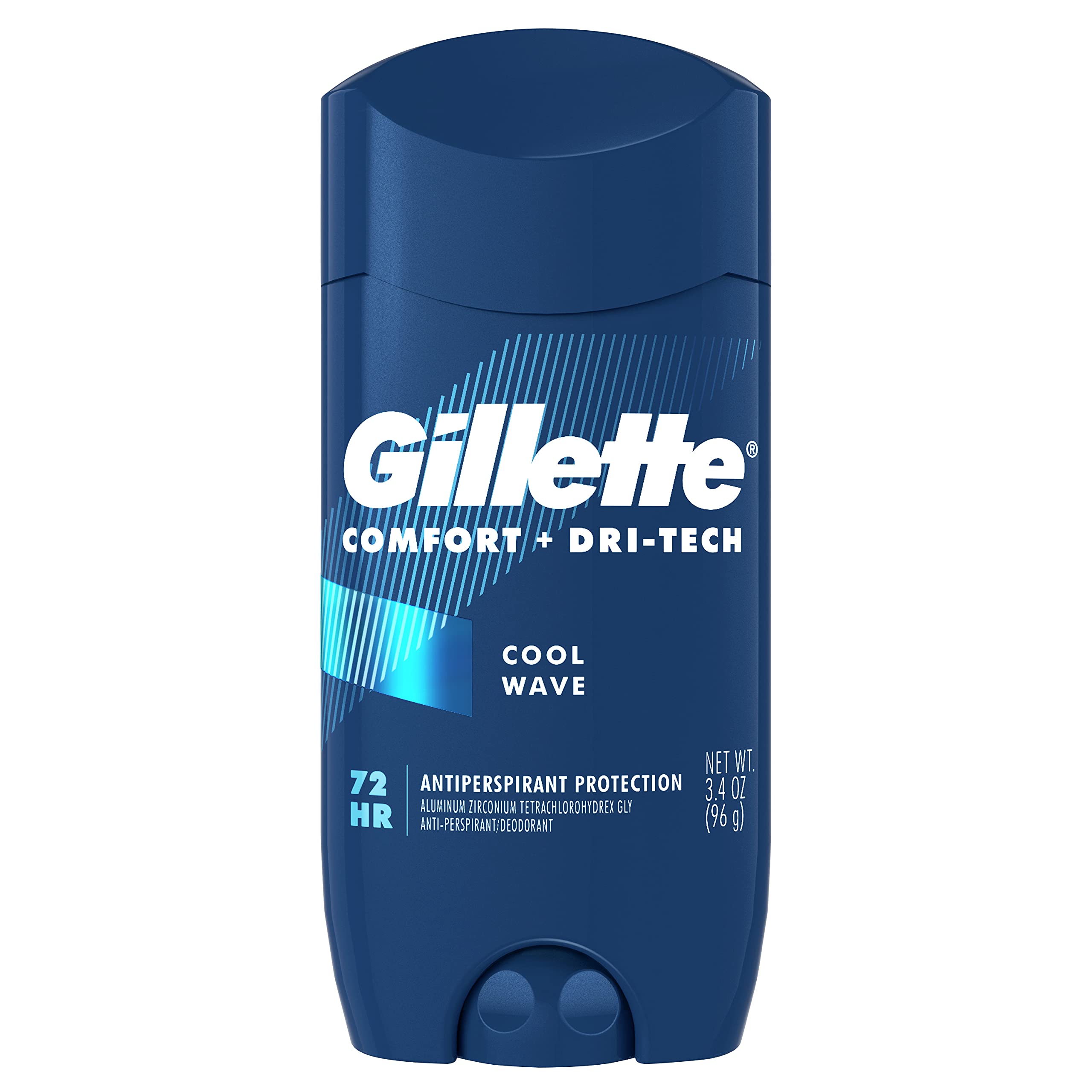 Gillette Antiperspirant Deodorant for Men, Invisible Solid, Cool Wave, 72 Hr. Sweat Protection, 3.4 oz