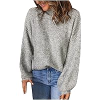 TUNUSKAT Womens Fall Winter Turtleneck Sweaters 2022 Fashion Lantern Long Sleeve Knit Pullover Cozy Warm Knitted Jumper Tops