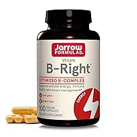 B-Right Optimized B-Complex, Dietary Supplement for Cellular Energy, Immune Health and Stress Management Support, 100 Veggie Capsules, 100 Day Supply