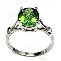 R1141G Classic Style Green Helenite Oval (8x10mm,1.6Ct) Sterling Silver Ring