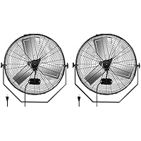 Simple Deluxe 24 Inch Industrial Wall Mount Fan, 3 Speed Commercial Ventilation Metal Fan, 2 Pack, Black