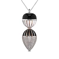 talia Rhodium Plated Rose Gold Silver Vermeil Black Inlay and White Diamond Cut CZ Opus Pendant Necklace 4 Charm Set on 20 to 32 Inch Chain