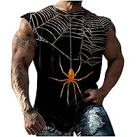 Mens Spider Web Graphic Tank Tops Novelty Graphic Shirts Casual Sleeveless T-Shirt Fashion Muscle Fit Vest Tee Top