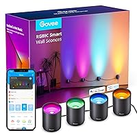 Govee RGBICWW Smart Wall Sconces, Music Sync Home Decor WiFi Wall Lights Work with Alexa, Multicolor Wall Led Light for Party and Decor, 30+ Dynamic Scene Indoor Light Fixture for Living Room, Bedroom