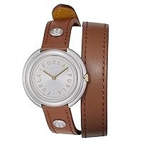 FURLA ICON Shape Brown Genuine Leather Strap Watch (Model: WW00031005L1)