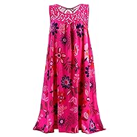 Flower Dresses for Women 2024, Womens Casual Sleeveless Lace Print Tank Pleated Swing Floral Outfits Dress, S, 5XL