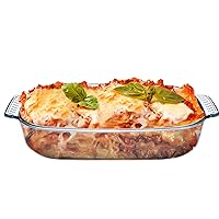 NUTRIUPS Glass Baking Dish Rectangular Glass Baking Pan Glass Baking Dish for Oven Glass 2.5 QTPan for Cooking Oven Glass Bakeware Clear Glass Baking Dish with Handles Oblong Glass Casserole Dish Lead-Free