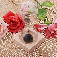 Magnetic Hourglass Sand Timer, Large Sand Clock with Black Magnet Iron Powder & Wood Base, Hand-Blown Hour Glass Sandglass for Home Office Desk Decor, Desktop Magnetic Glass Sand Hourglass