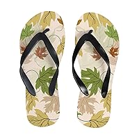 Vantaso Slim Flip Flops for Women Colorful Maple Leaves Yoga Mat Thong Sandals Casual Slippers