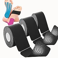 Kinesiology Tape Pro (120 Precut Strips,2 * 6 inch,6 Yard) Waterproof Breathable Athletic Elastic Muscles & Joints Pain Relief Taping for Gym Fitness Running Tennis Swimming Football (Black)