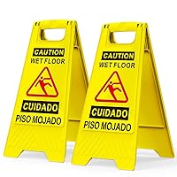 Wet Floor Sign, 2 Pack Caution Wet Floor Sign Double-Sided Text and Graphics Bright Yellow Warning Sign, Wet Floor Signs for Commercial Use Shop Restaurant Hotel Supermarket Cinema(Yellow)