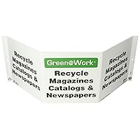 ZING 3033 Green at Work Tri-View Sign, Recycle Magazines, Catalogs and Newspapers, 7.5Hx20W, Projects 5 Inches, Recycled Plastic
