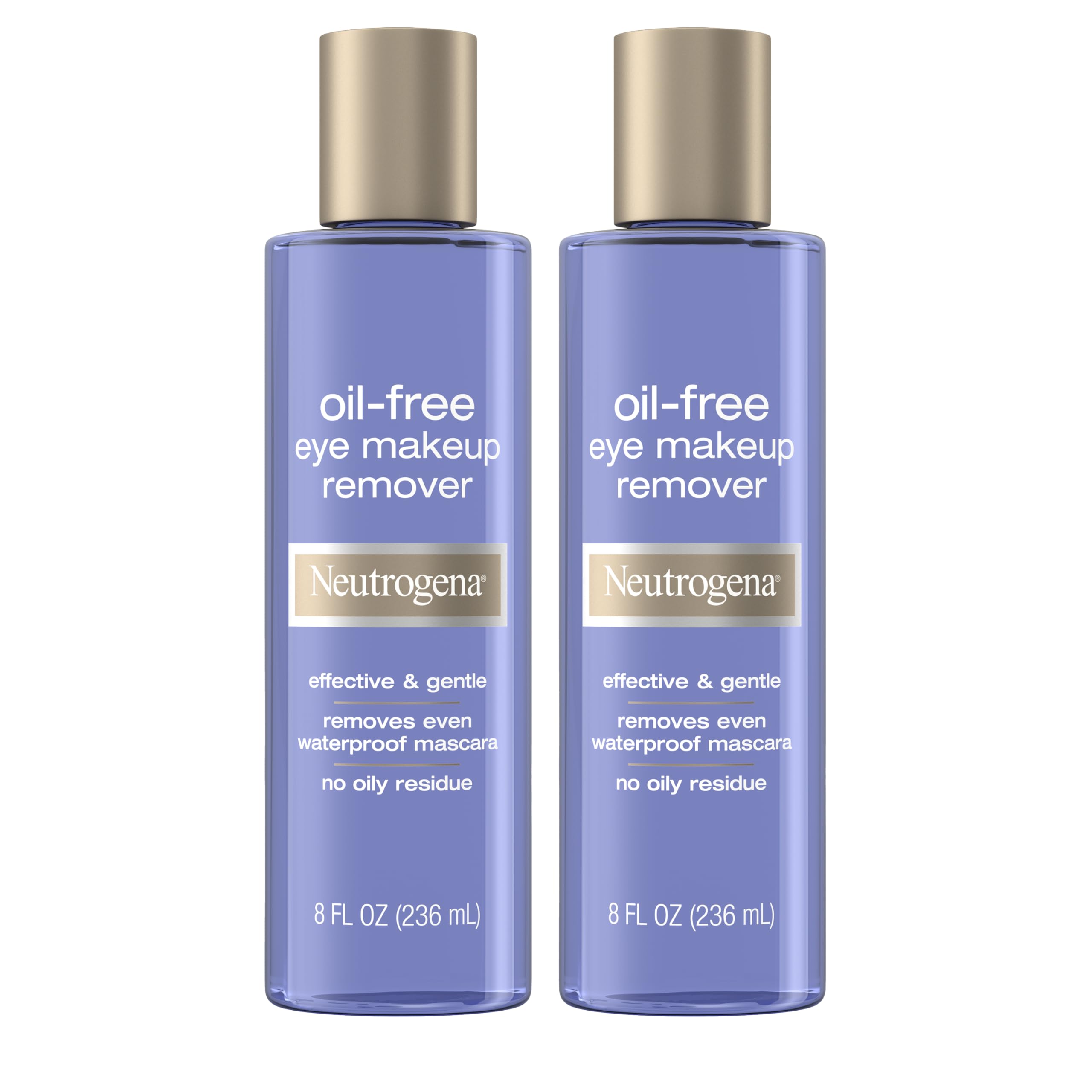 Neutrogena Gentle Oil-Free Eye Makeup Remover & Cleanser, Non-Greasy Makeup Remover, Removes Waterproof Mascara, Ophthalmologist-Tested, Twin Pack, 2 x 8.0 fl. oz