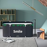 Portable Bathtub for Adult Foldable Japanese Soaking Bath Tub for Personal Hot Cold Ice Spa at Home Large Freestanding Tub with Cover Mental Support (Green Large)