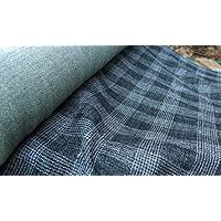 Double Face Tweed Plaid Green Linen Fabric | Premium Quality Textile - Durable Material for Sewing, Crafts, and Home Decor