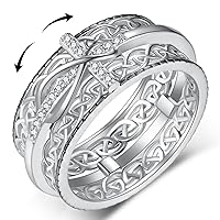 Cross Spinner Ring for Women Sterling Silver Cross Fidget Ring Christian Jewelry Gifts for Women (SZIE 7)