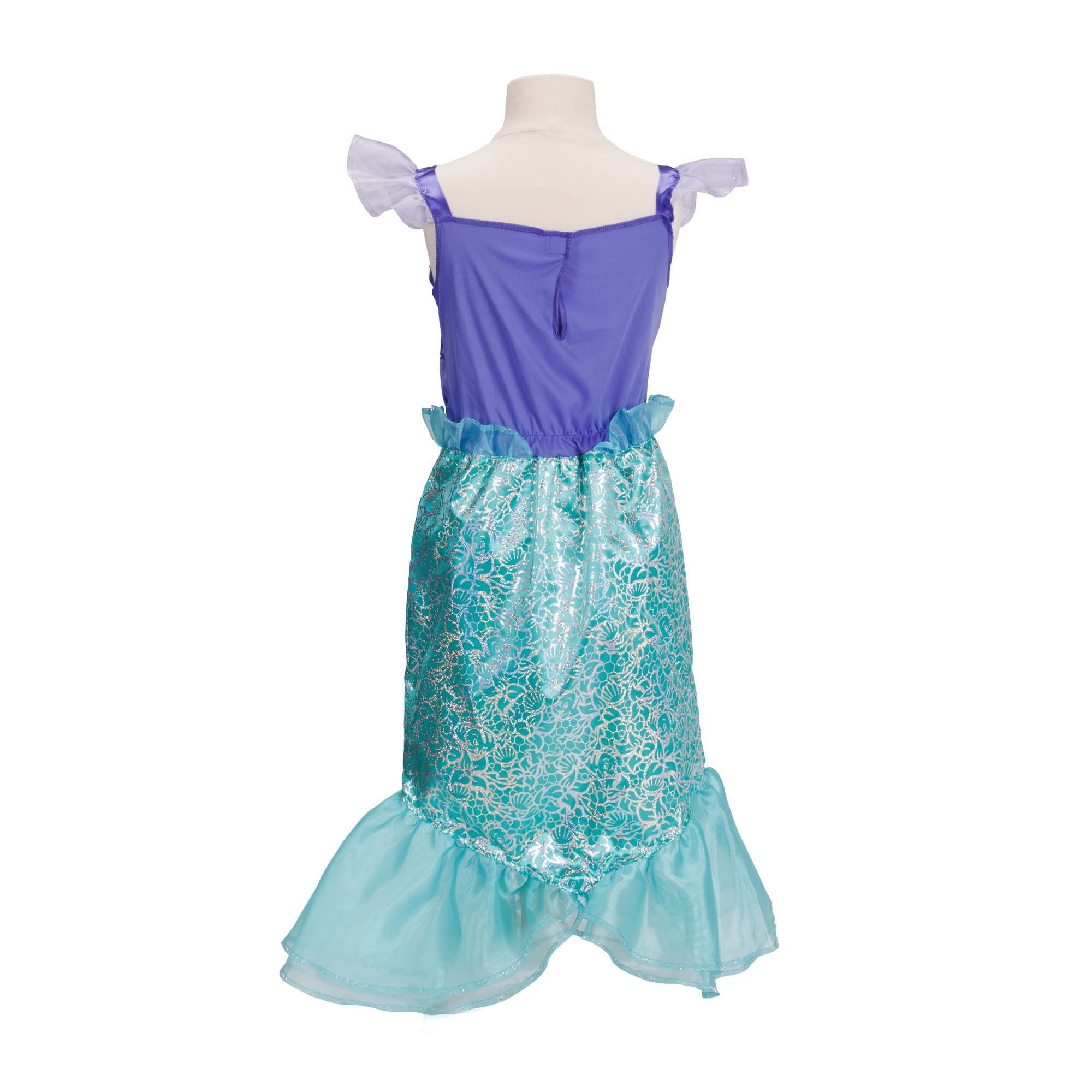 Disney Princess Ariel Dress Beautiful Holofoil Print with Platinum Finish, Celebrate Disney 100 Years of Wonder! Child Size 4-6X