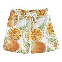 Orange Fruit Leafs Boys Swim Trunks Swim Kids Swimwear Board Shorts Hawaii Vacation Beach Essentials