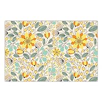 Yellow Retro Floral Placemats Boho Whimsical Modern 60s 70s Mod Flowers 17