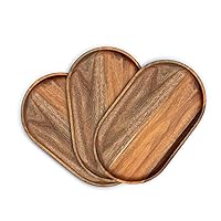BF BILL.F SINCE 1983 Wood Plates Set of 3 Acacia Wooden Dinner Plates Serving Trays 12 Inch Rectangular Wooden Serving Platters for Home Decor, Food, Vegetables, Fruit, Charcuterie, BBQ Serving Tray