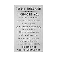 To My Husband Gifts Wallet Card from Wife, I Choose You Cards for Him Husband on Wedding Day, Groom Gift from bride, Engagement Card, I Love Husband Card, Anniversary Christmas Presents