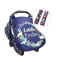 Car Seat Cover for Babies, Carseat Strap Cover, Dinosaur Infant Carseat Canopy and Minky Seat Shoulder Pad for Boys Girls