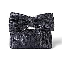 Straw Clutch Purse with Big Bow Handle Bag Summer Straw Handbag Beach Tote Woven Evening Bag for Parties, Wedding,Travel