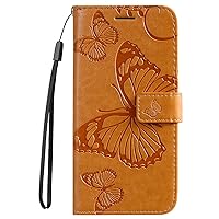 Wallet Case Compatible with Huawei Mate 10 Pro, Big Butterfly PU Leather Flip Folio Shockproof Cover for Mate 10 Pro (Yellow)