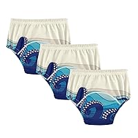 ALAZA Octopus Tentacles with Sea Wave Vintage Cotton Potty Training Underwear Pants for Toddler Girls Boys, 2t, 3t, 4t, 5t
