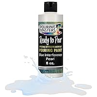 Pouring Masters Blue Interference Pearl Special Effects Pouring Paint - 8 Ounce Bottle - Acrylic Ready to Pour Pre-Mixed Water Based for Canvas, Wood, Paper, Crafts, Tile, Rocks and More