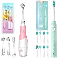 DADA-TECH Baby Electric Toothbrush Pink Ages 0-3 Years, Sonic Toothbrush Green for Adult and Kids
