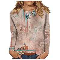 Plus Size Tshirts Shirts for Women Tie Dye Floral Sexy Tops Long Sleeve Button Collar T-Shirt Comfy Soft Clothes