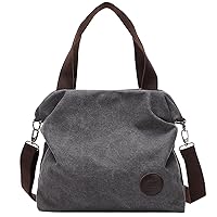 DIRRONA Canvas Handbag Womens Canvas Shoulder Bag Travel Crossbody Bag Casual Beach Canvas Bag Work School Bucket Bag Gray