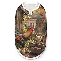 Rooster Hen and Chicks in The Yard Dog Vest Printed Pets Coat Dog Shirts Lightweight Dog Summer T Shirts Clothes M