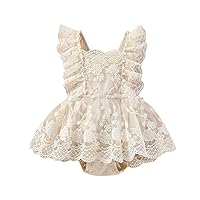 wdehow Newborn Baby Girl Romper Floral Lace Tutu Embroidery Backless Jumpsuit Birthday Party Photograph Dress