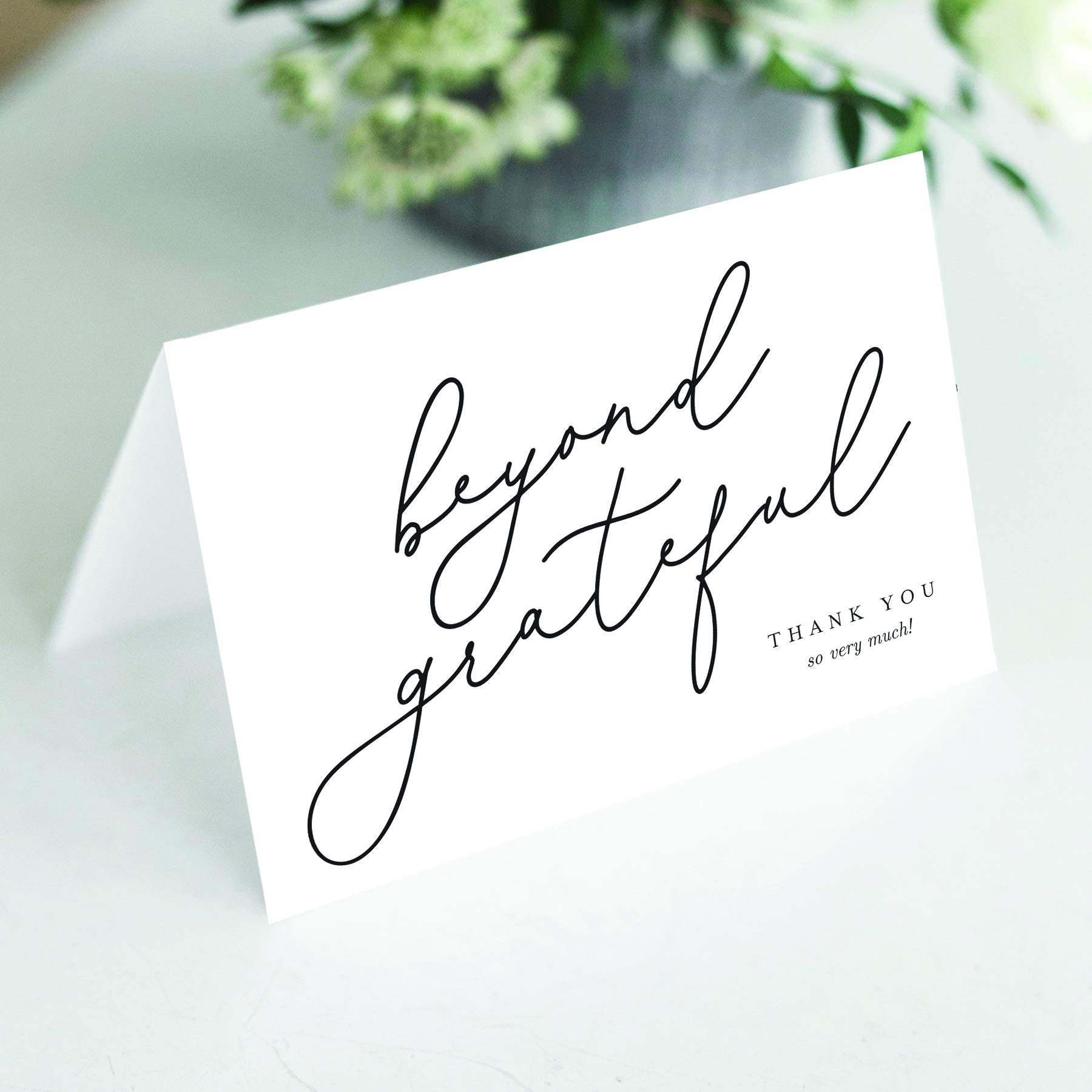 Bliss Collections Beyond Grateful Thank You Cards with Envelopes, Pack of 25, 4x6 Folded, Tented, Bulk, Perfect for: Wedding, Bridal Shower, Baby Shower, Birthday, or just to say thanks!